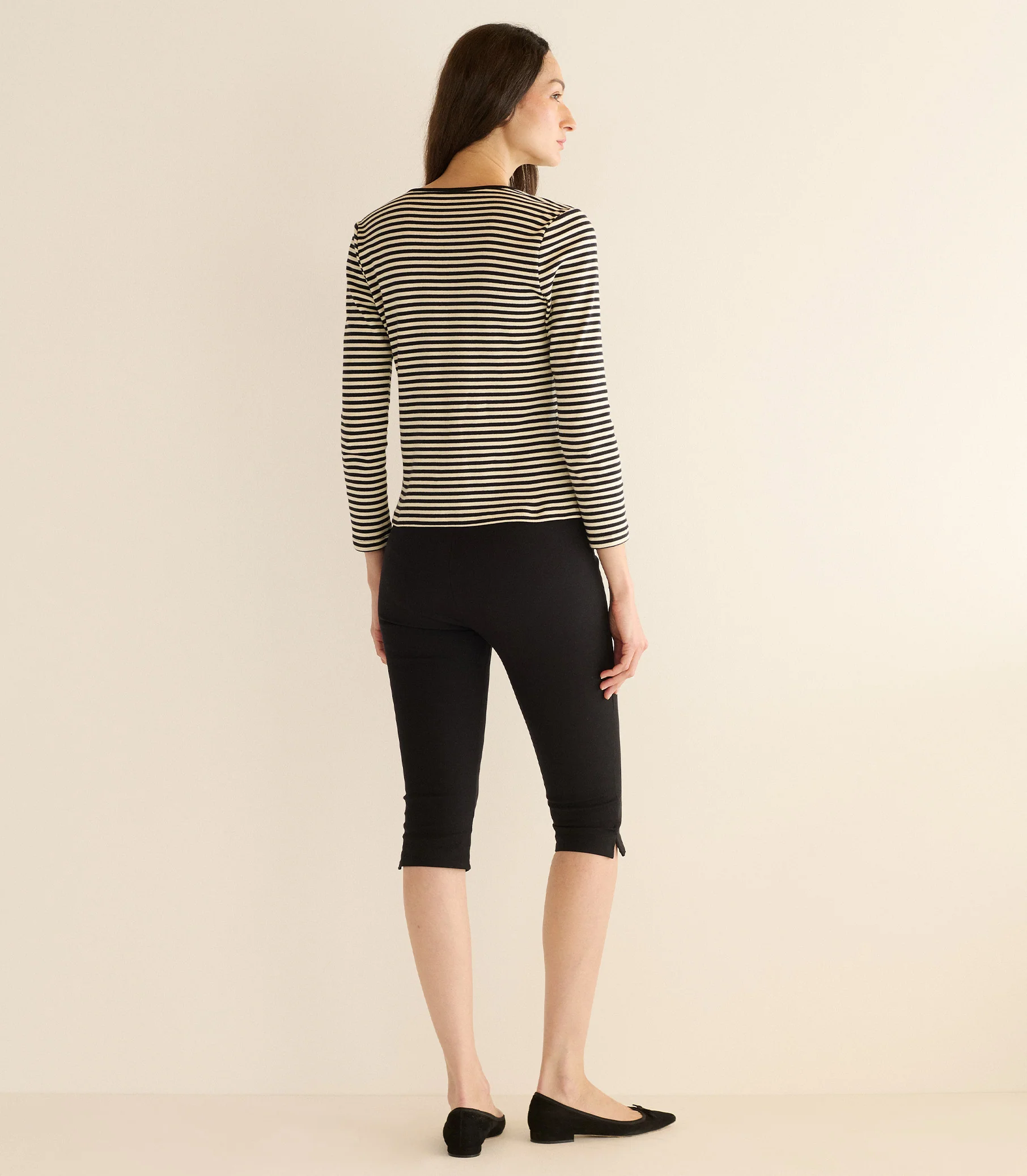 AMELIE TEE -- BLACK NANTUCKET STRIPE - Image 3