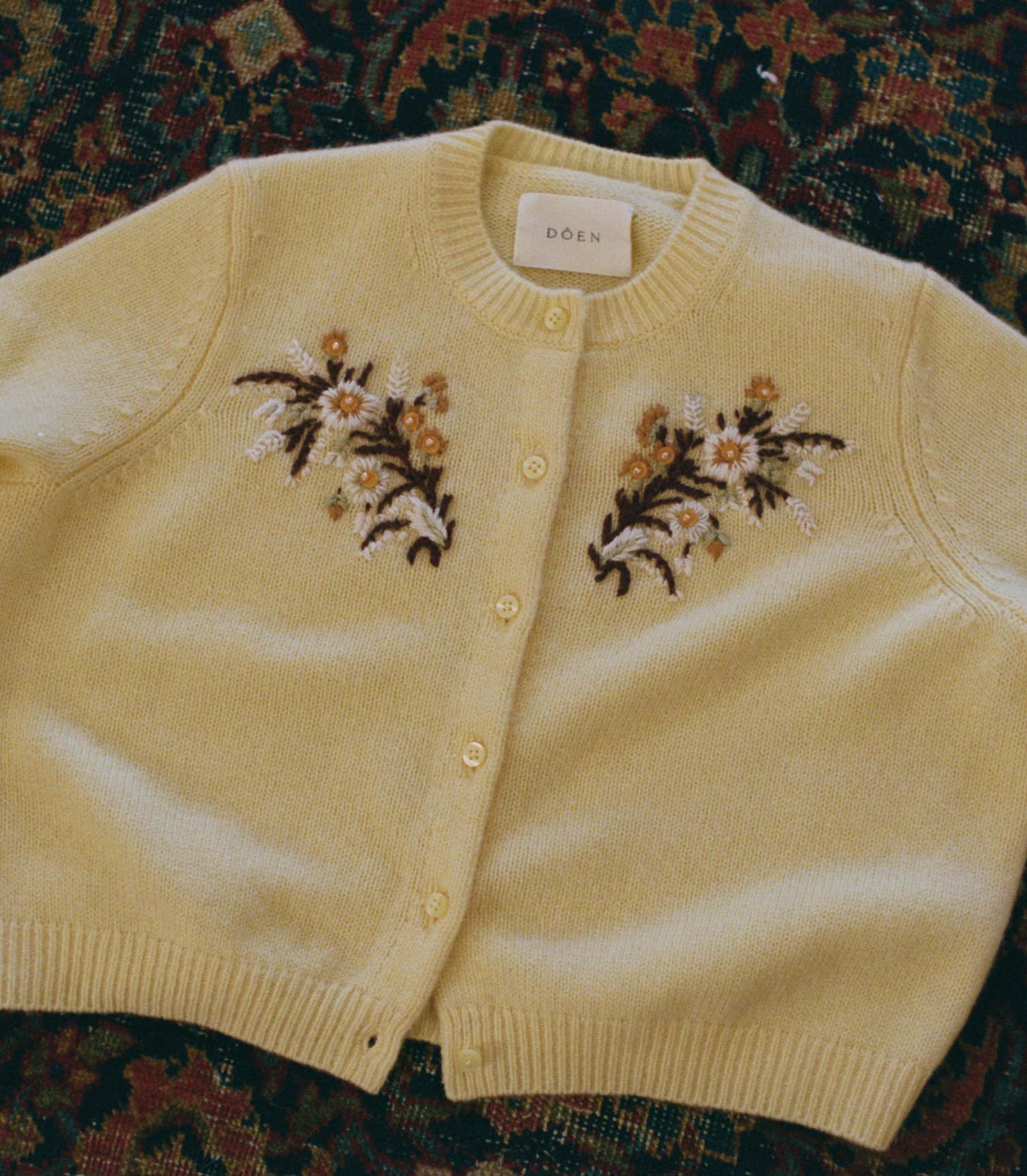 BABETTE CASHMERE CARDIGAN -- BUTTERCUP FLORAL EMBROIDERY - Image 4