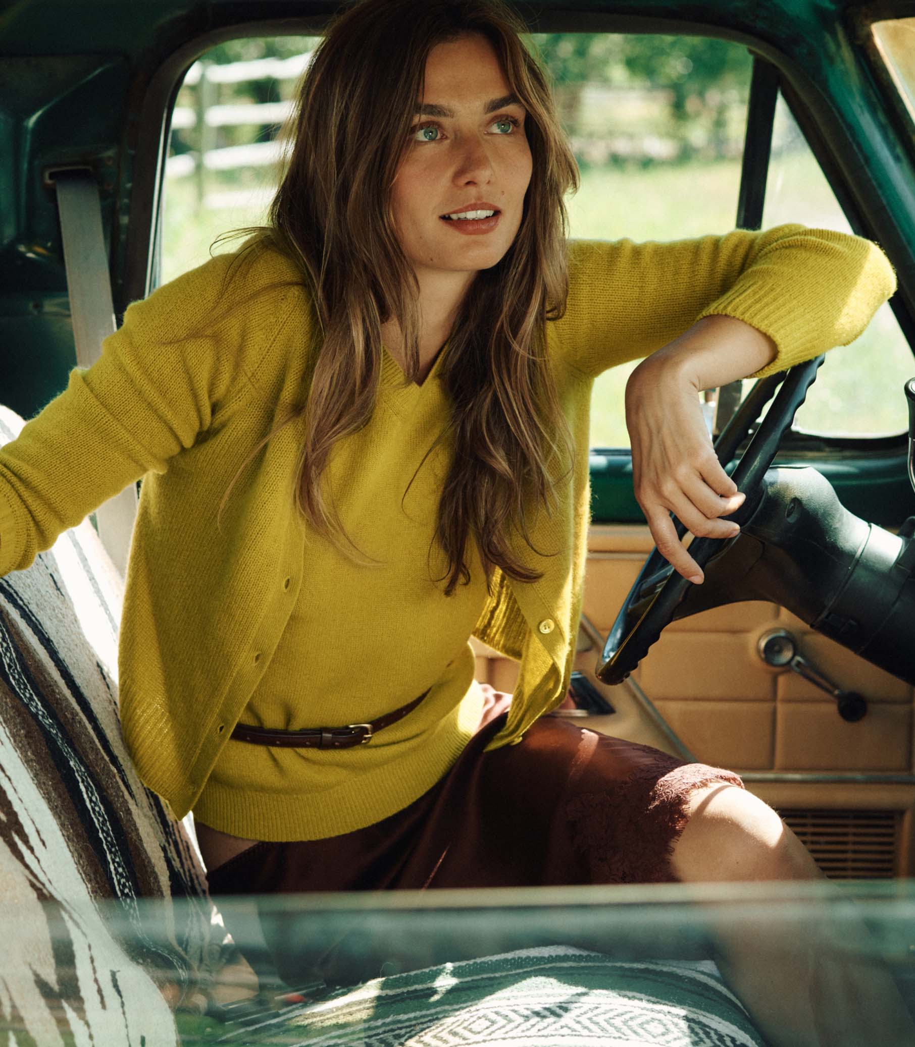 CAMERON CASHMERE CARDIGAN -- ANTIQUE MOSS - Image 3