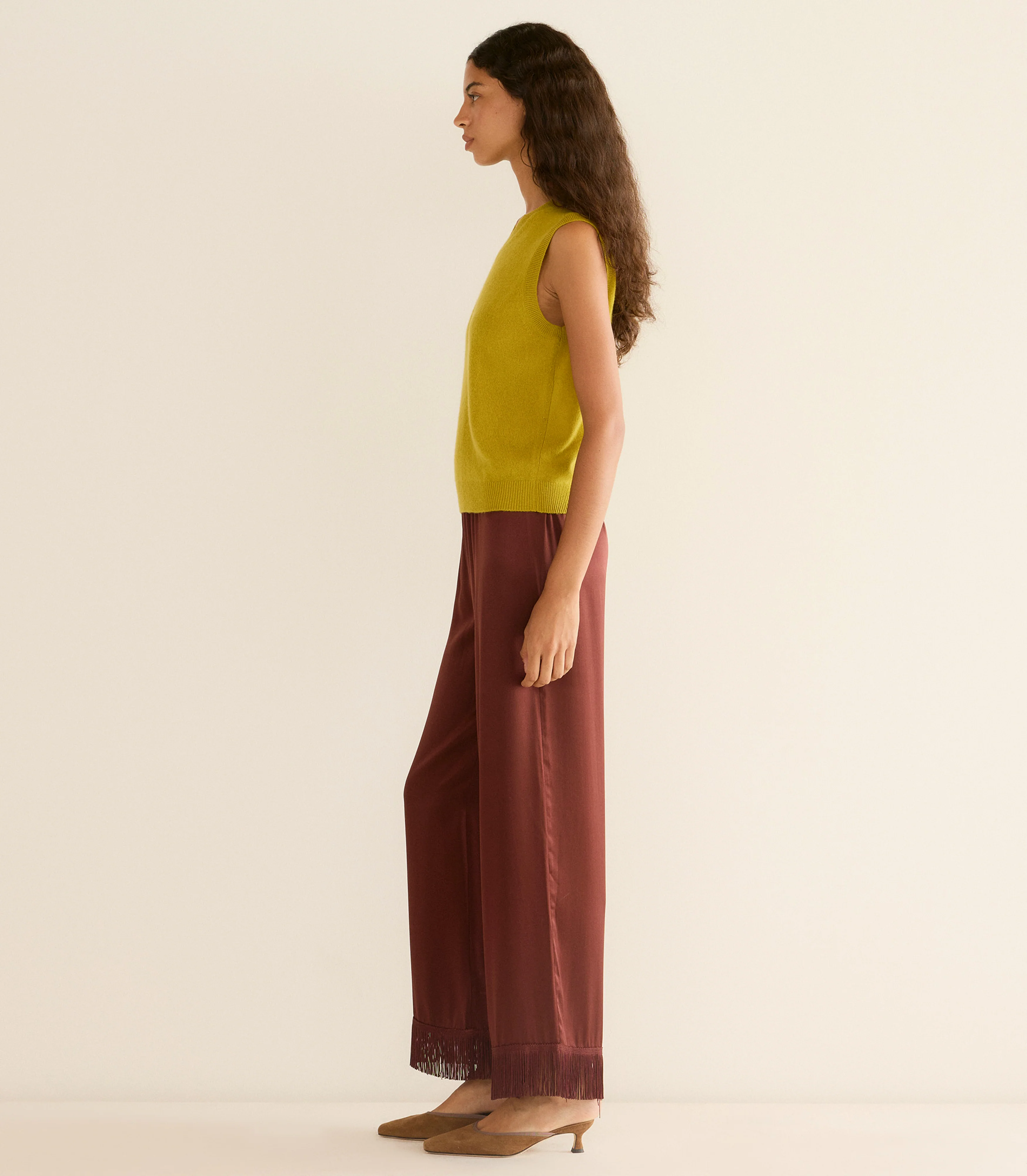 DAMIA CASHMERE VEST -- ANTIQUE MOSS - Image 2