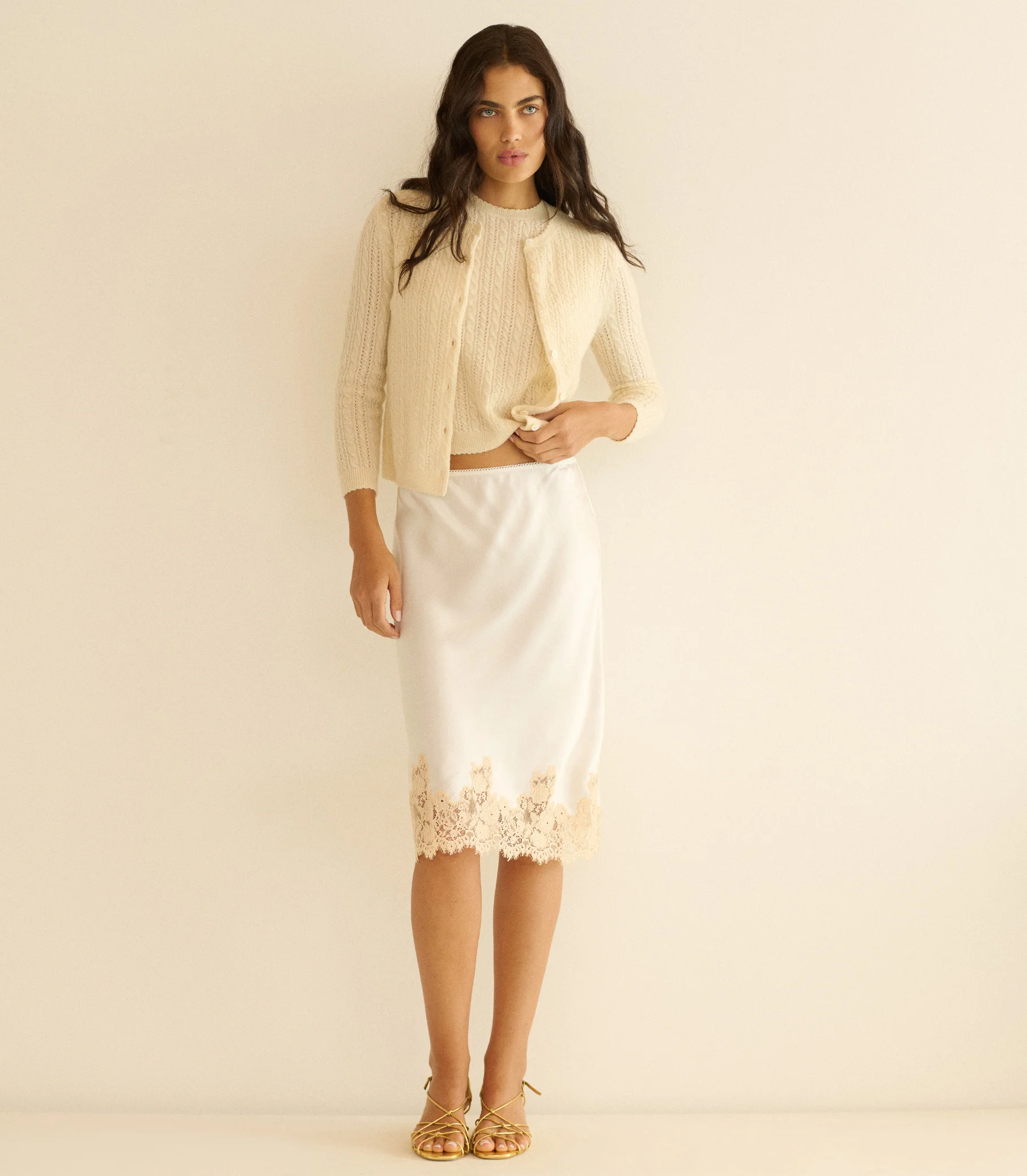 DANAE CASHMERE CABLE CARDIGAN -- DOGWOOD - Image 6