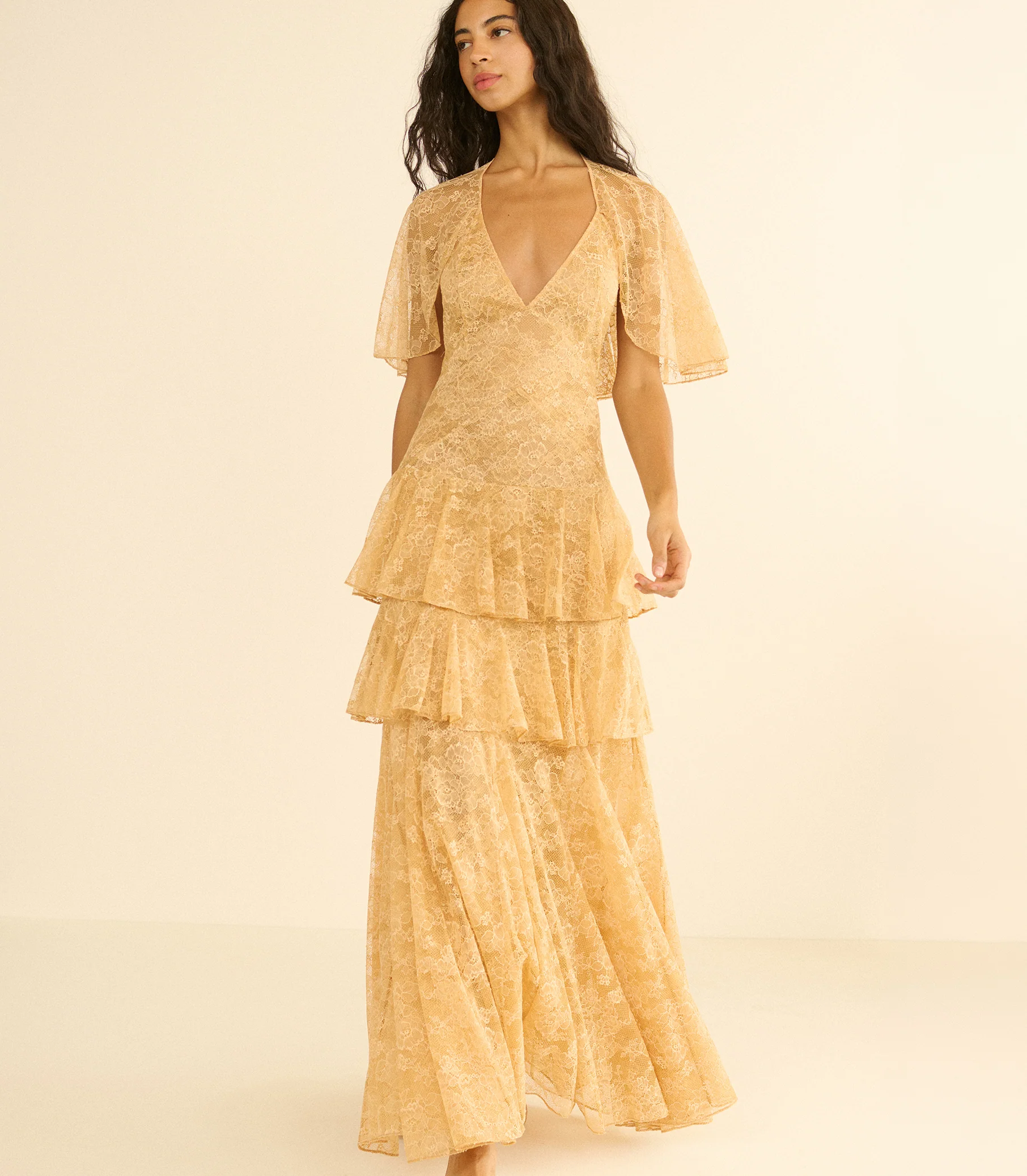 GWYNETH DRESS -- BEIGE PEARL - Image 3