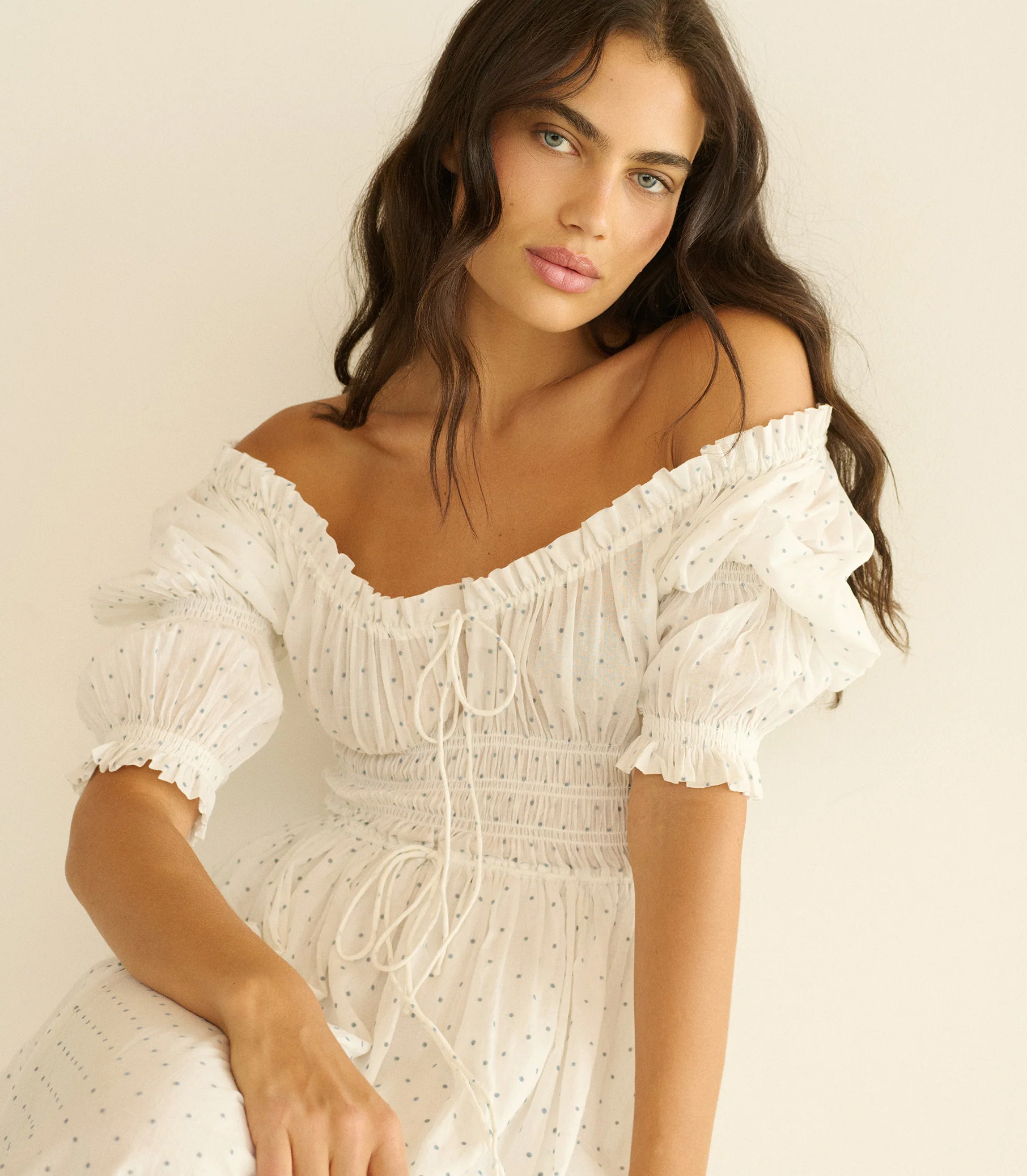 ISCHIA DRESS -- SALT FLOCK DOT - Image 2