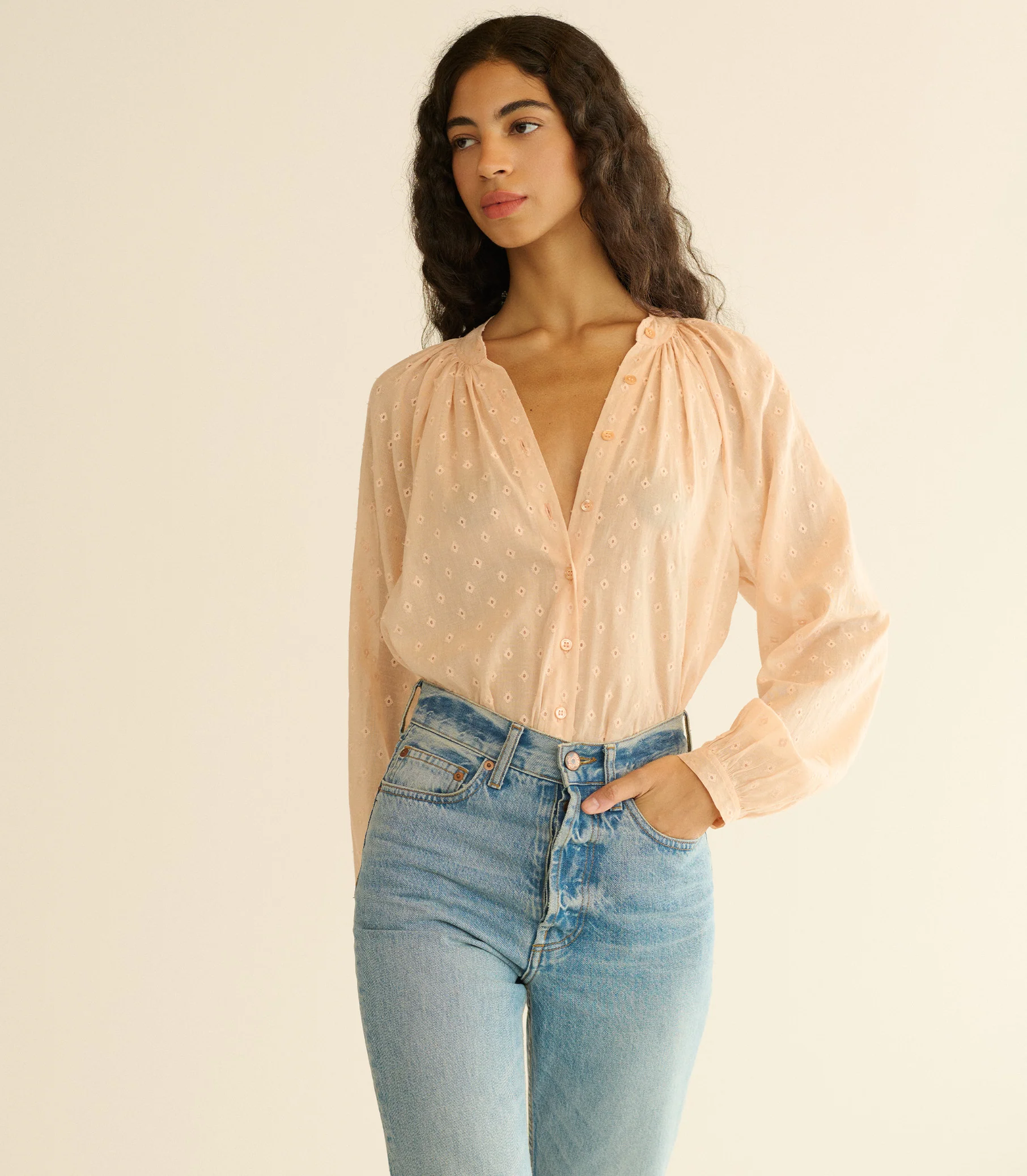 JULIENNE TOP -- PEACH SORBET MARSEILLE EMBROIDERY - Image 2