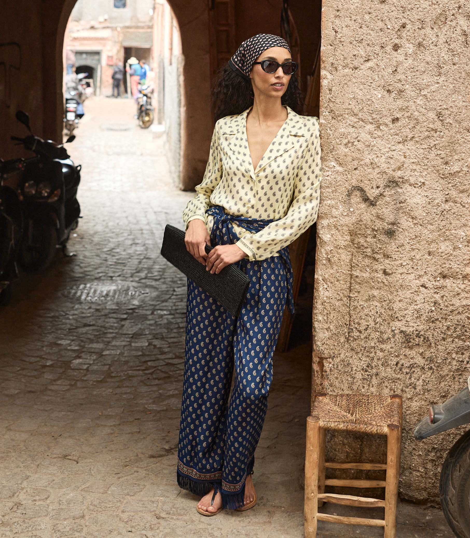 LAVON FRINGE PANT -- BLEU TAORMINA PAISLEY - Image 2