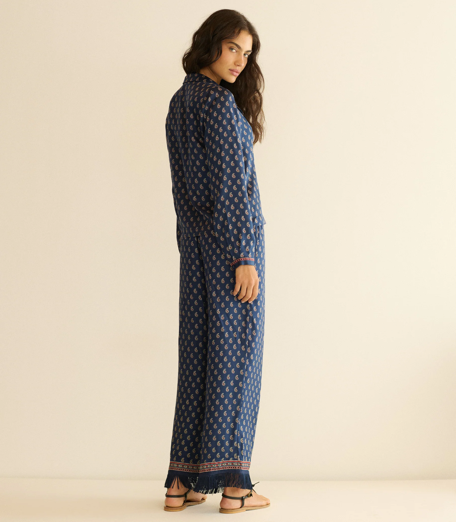 LAVON FRINGE PANT -- BLEU TAORMINA PAISLEY - Image 5