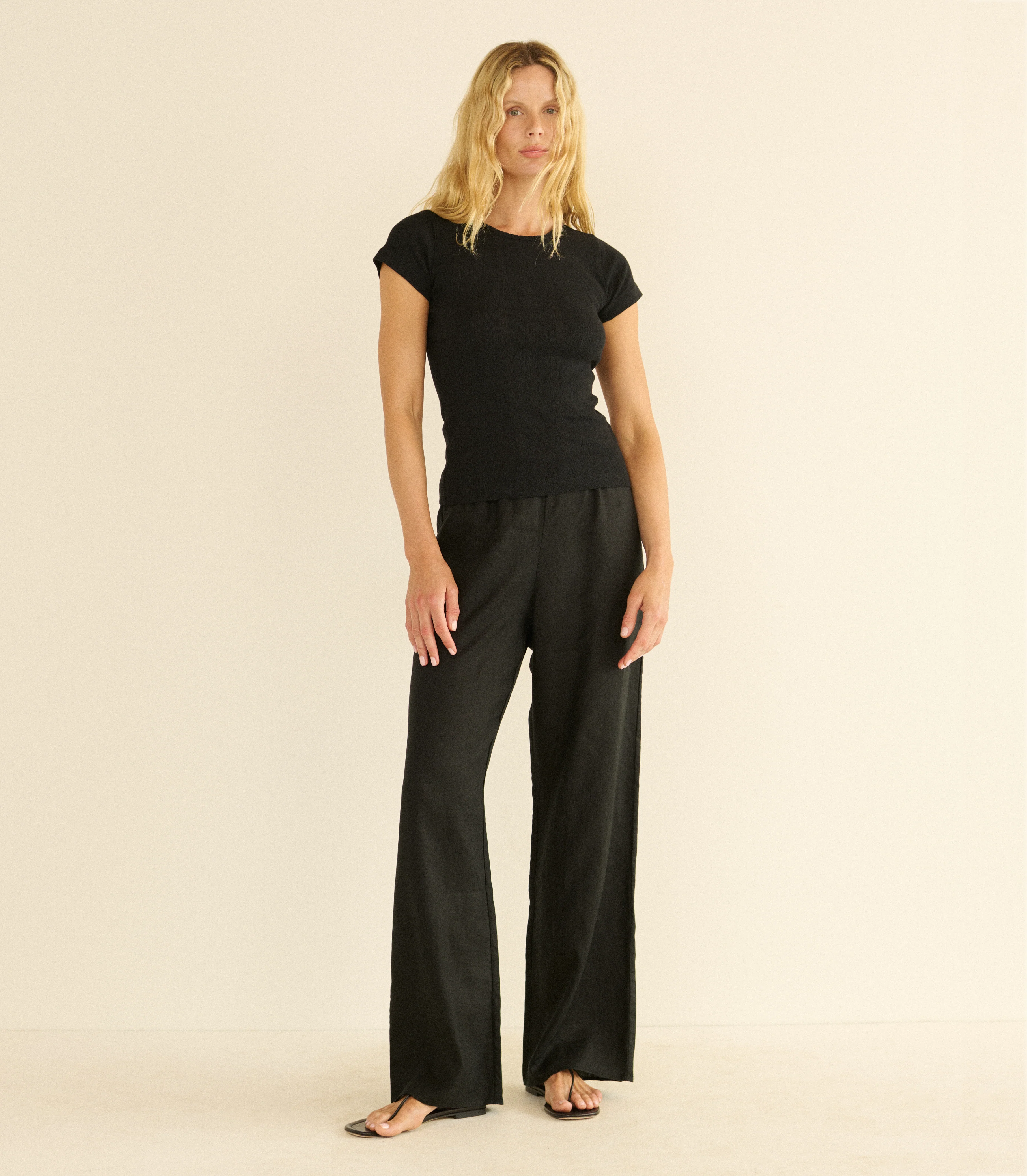 LAVON LINEN PANT -- BLACK - Image 3