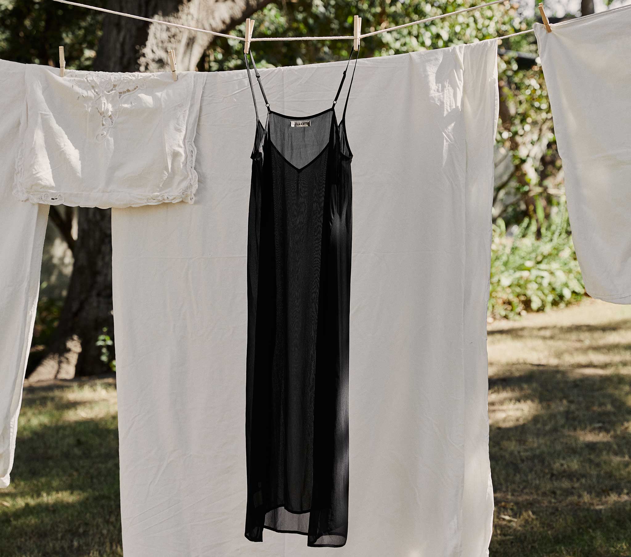 LONG DEEP V-NECK SLIP -- BLACK - Image 3