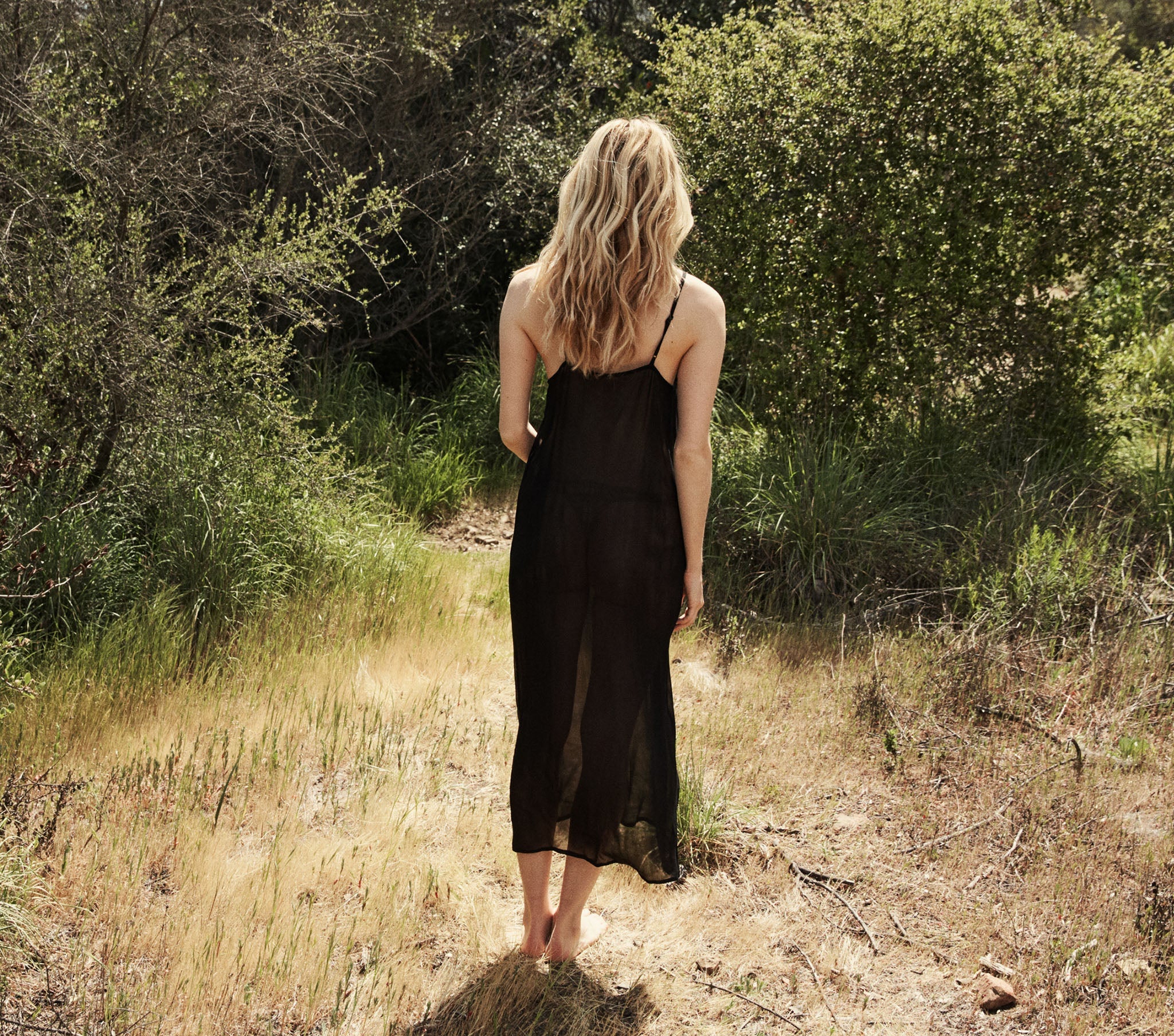 LONG DEEP V-NECK SLIP -- BLACK - Image 9