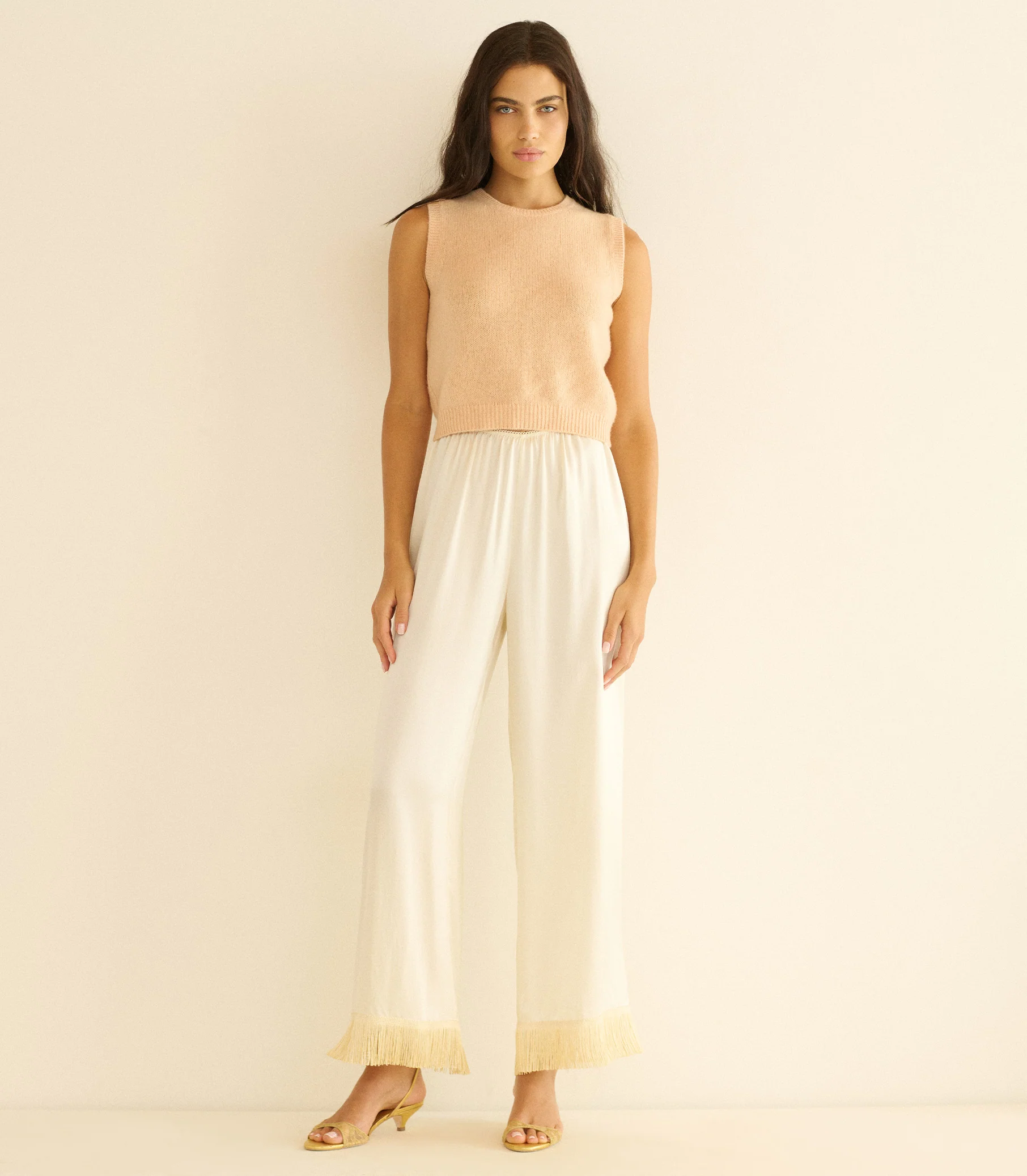 LOUDEN CASHMERE TOP -- LIGHT PEACH SORBET - Image 2
