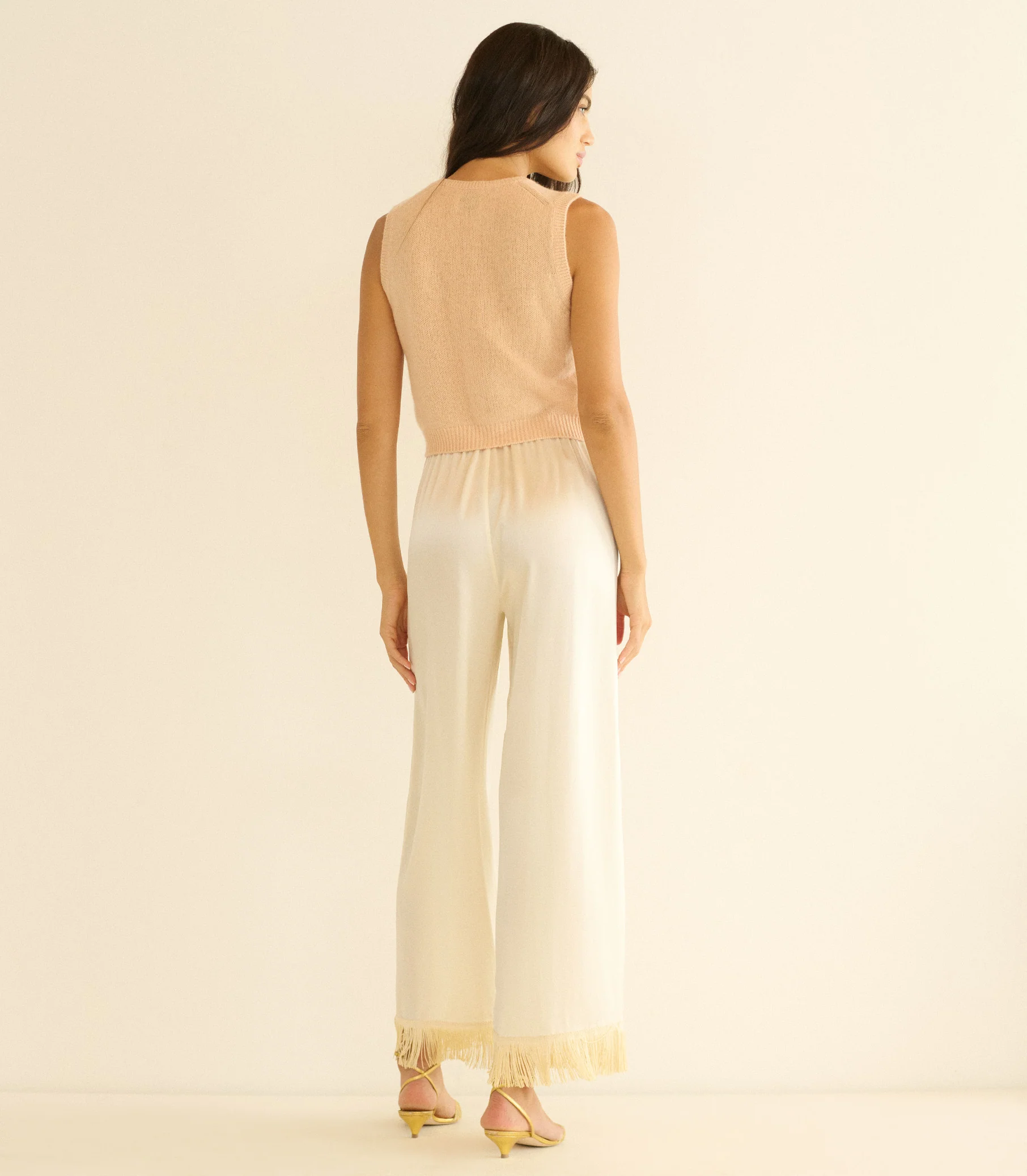 LOUDEN CASHMERE TOP -- LIGHT PEACH SORBET - Image 3