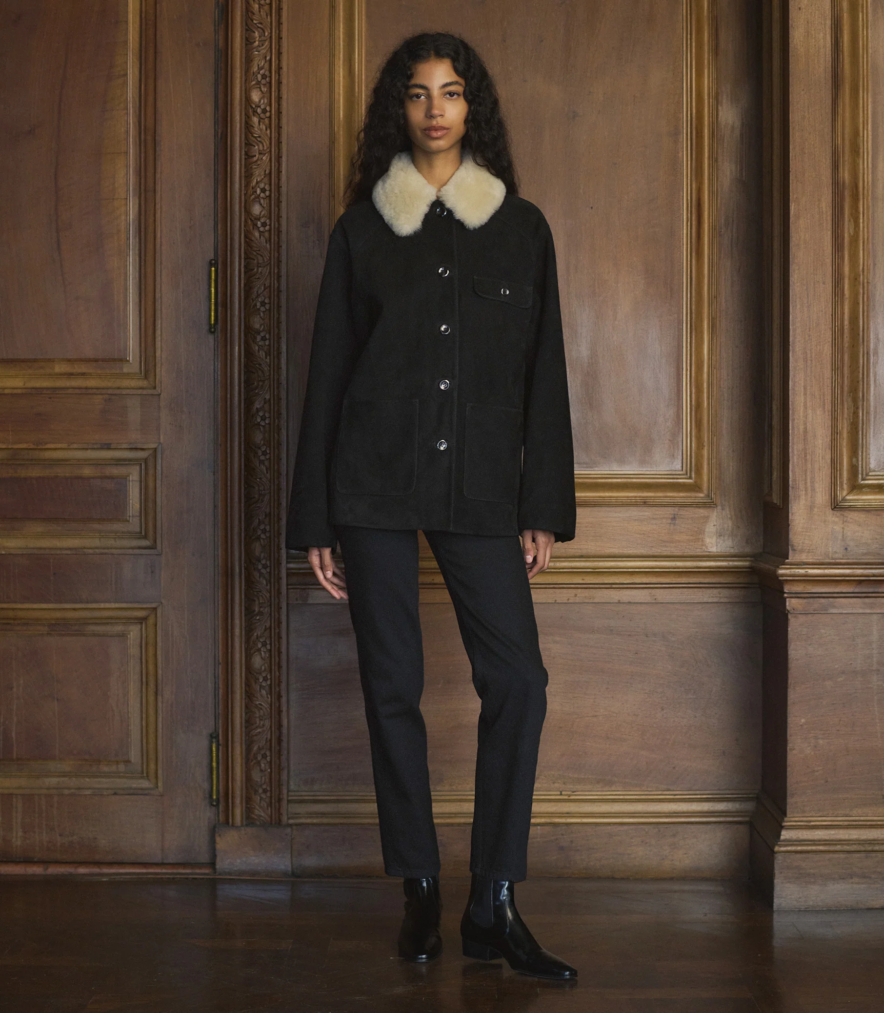 NOLAN SUEDE JACKET -- BLACK - Image 2