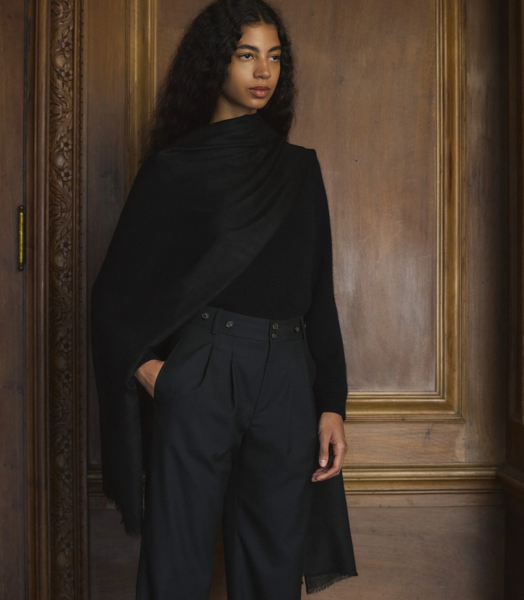 PASHMINA SCARF -- BLACK - Image 2