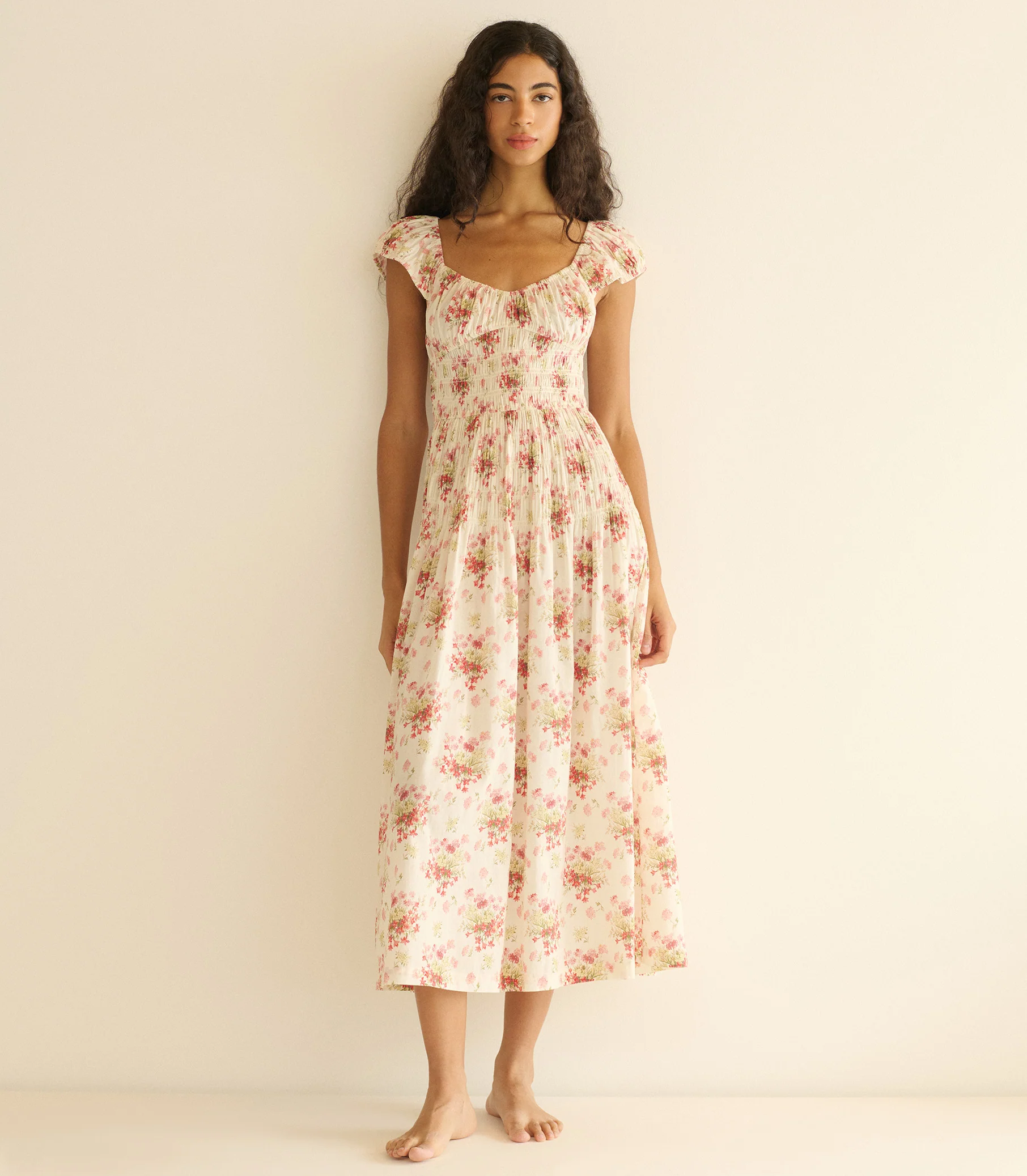 QUINETTE DRESS -- IVORY LANTANA FLORAL - Image 2