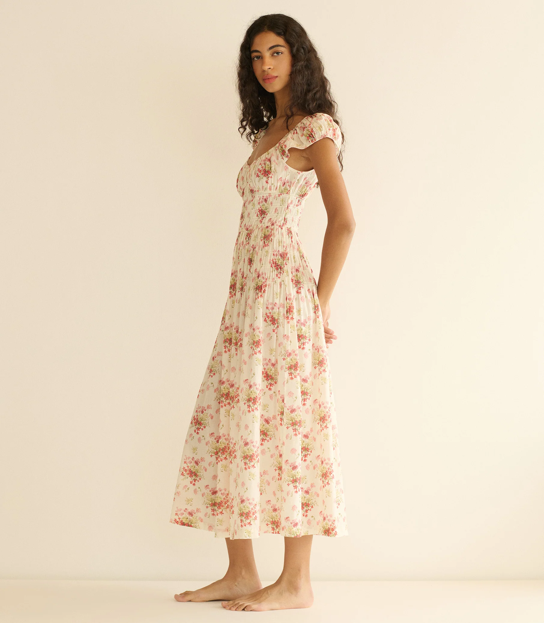 QUINETTE DRESS -- IVORY LANTANA FLORAL - Image 4