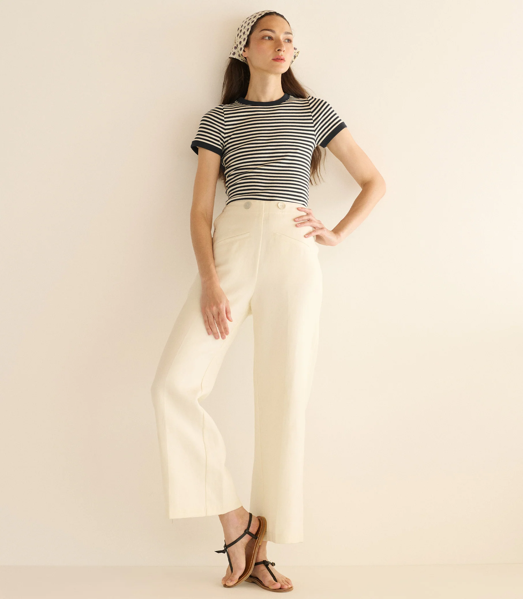 VIVI TEE -- BLACK NANTUCKET STRIPE - Image 2
