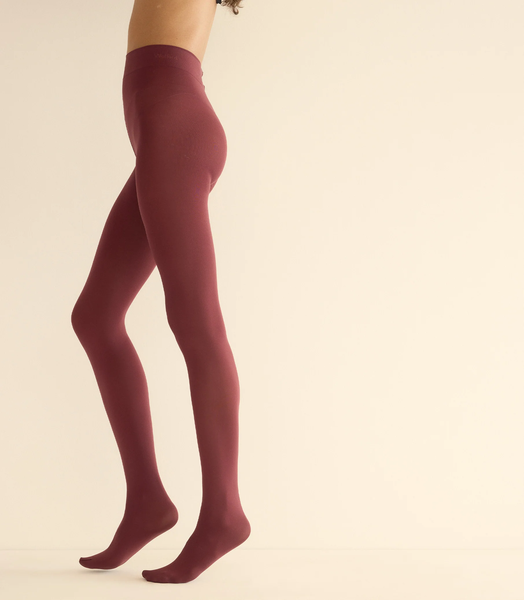 WOLFORD VELVET DE LUXE 66 TIGHTS -- MIDNIGHT RED - Image 2
